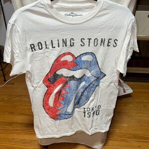 The Rolling Stones White Tee with Red and Blue Logo